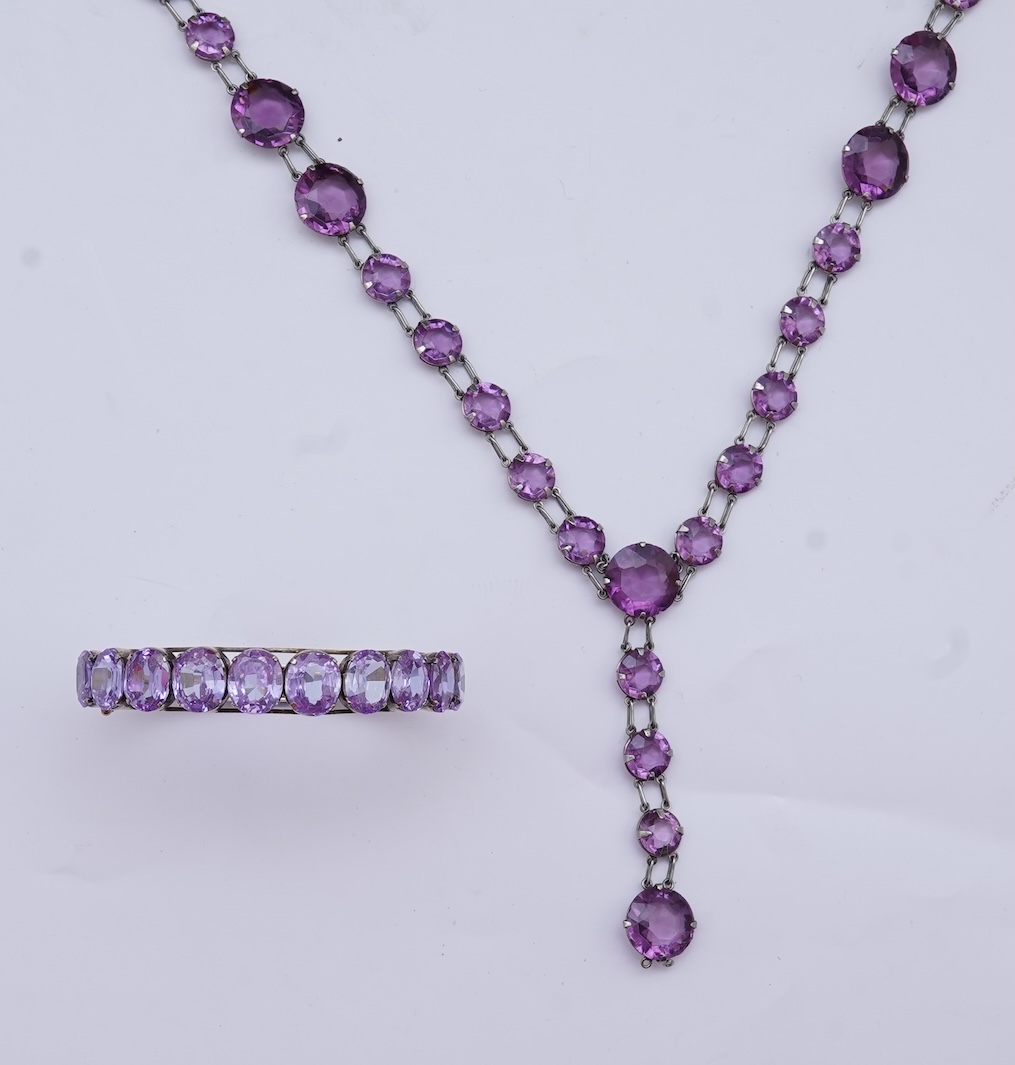 A paste necklace, early 20th century, and a cubic zirconia bracelet